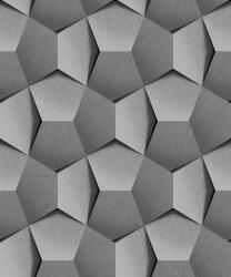 Ultramodern geometrikus 3D minta szálcsiszolt felület világosszürke és szürke tónusok ezüst fekete tapéta (A54601)