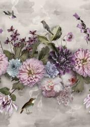  Behang Expresse Floral Utopia INK7551 MIDSUMMER Virágok növények zöld világoskék lila pink bíbor fehér falpanel (INK7551)