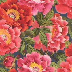 Rasch KIMONO 408355 Natur Virágos "teljes virágzásban" természeti látvány indigókék zöld piros rózsaszín tapéta (408355)