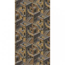  Casadeco Utopia 85119241 OCRE/NOIR Grafikus 3D házak szoros halmaza okkersárga szürke fekete arany tapéta (85119241)