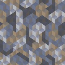  Casadeco Perception TETRIMINO 86486506 Geometrikus Művészi poliéder kompozíció 3D világos és tintakék sötétszürke barna tapéta (86486506)