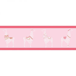  Caselio Girl Power 100884909 Gyerekszobai natur lámák rózsaszín pink fehér bordűr (GPR100884909)