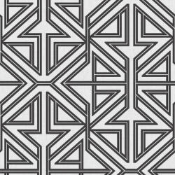 Merész vonalú geometriai minta finom textil háttéren fehér világoszürke és fekete tónus tapéta (FD26231)