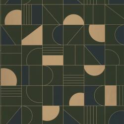  Caselio Labyrinth 102106179 PUZZLE Geometrikus minden elemet a helyére sötétkék khaki zöld arany tapéta (102106179)