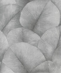 Japandi stílusú 3D design levélminta szürke sötétszürke és ezüst árnyalatok különleges kéttónusú fémes hatás tapéta (1834508)