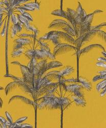  EMIL & HUGO Zanzibar 290065 PALM BOUQUET Natur trópusi pálmaliget sáfránysárga krémfehér fekete matt-fényes felületek tapéta (290065)