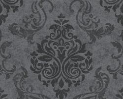 As-Creation Memory 2/Black is Beautiful 95372-3 Kifinomult barokk minta csillámporszemcsék csillogásával szürke fekete és ezüst tapéta (95372-3)