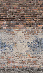  Marburg Smart Art Easy 47253 Natur/Ipari design kopott téglafal feltáruló régi csempemozaikkal téglavörös barna szürke kék falpanel (47253)