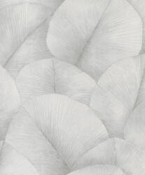 Japandi stílusú 3D design levélminta szürkésfehér és szürke árnyalatok különleges kéttónusú fémes hatás tapéta (1834509)