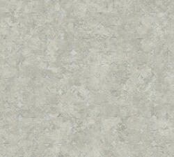  Beton háttéren finom körökkel kialakított 3D grafikus minta bézs zöld/szürkészöld és fémes ezüst tónus tapéta (39656-4)