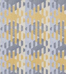  Casadeco Nova 84166414 CHEVRON Grafikus csíkok és formák mátrixa döbbenetes 3D hatás kék és sárga árnyalatok szürkésbézs tapéta (84166414)