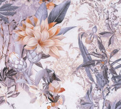 As-Creation Dream Flowery 38177-2 Natur Trópusi Nagyformátumú virágálom bézs narancs kékeslila szines tapéta (38177-2)