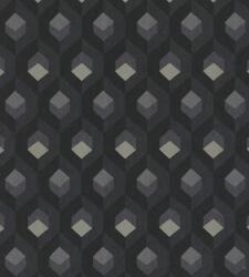 Casadeco Helsinki 82059511 HEXACUBE NOIR design hatszögminta faszénfekete szürke fémes arany tapéta (82059511)