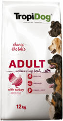 TropiDog 12kg Tropidog Premium Adult Medium/Large pulyka & rizs száraz kutyatáp