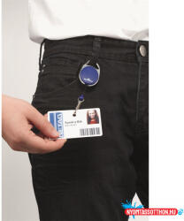 Durable Névjegykártyatartó kihúzható karabineres, Durable with Snap Hook sötétkék (DU832707) - nyomtassotthon