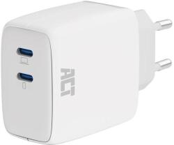 ACT AC2165 USB-C Charger 65W 2-port with Power Delivery PPS and GaNFast White (AC2165) - pcland