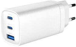 Gembird 3-port 65W GaN USB PowerDelivery fast charger White (TA-UC-PDQC65-01-W)