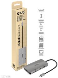 Club 3D USB3.2 Gen1 Type-C 8-in-1 hub with 2xHDMI / 2xUSB-A / RJ45 / SD/Micro SD card slots and USB T (CSV-1593)