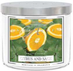 Kringle Candle TUMBLER Citrus és zsálya illatú gyertya közepes, 2 kanócos (411 g),