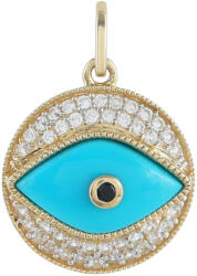  9 Karátos Arany Medál Csipkerózsika Türkizzel és Fekete Spinellel, PCY10892