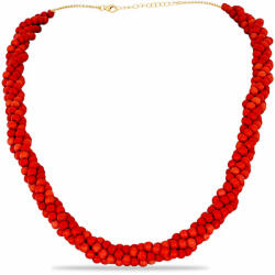  Arannyal Bevont Ezüst Nyaklánc Vörös Korallal, Y57342