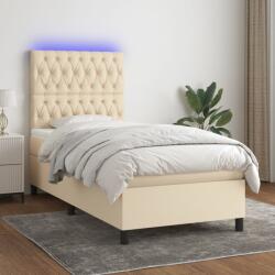 vidaXL krémszínű szövet rugós és LED-es ágy matraccal 80 x 200 cm (3135074)