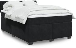vidaXL fekete bársony rugós ágy matraccal 140x200 cm (3288638)