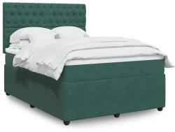 vidaXL sötétzöld bársony rugós ágy matraccal 160x200 cm (3294691)