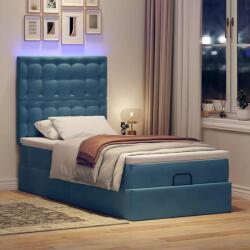 vidaXL Ottomán ágykeret matracokkal sötétkék 100x200cm bársony (3314448)