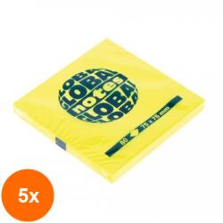 SPREE Set 5 x Notite Autoadezive, Galben Neon, 80 File, 75 x 75 mm (HOK-5xKH-SP565 434)