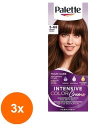 Schwarzkopf Set 3 x Vopsea de Par Permanenta Palette Intensive Color Creme R4 Castaniu Mediu, 110 ml