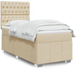 vidaXL krémszínű szövet rugós ágy matraccal 80 x 200 cm (3293807)