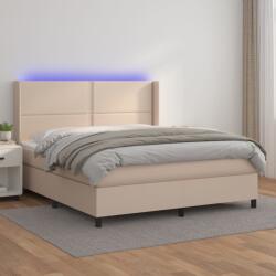 vidaXL cappuccino színű műbőr rugós ágy matraccal és LED-del 180x200cm (3139342)