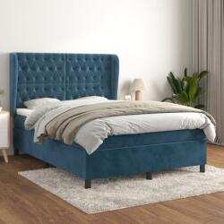 vidaXL sötétkék bársony rugós ágy matraccal 140x200 cm (3129397)