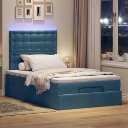 vidaXL Ottomán ágykeret matracokkal sötétkék 120x200cm bársony (3314460)