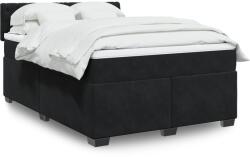 vidaXL fekete bársony rugós ágy matraccal 140 x 190 cm (3288614)