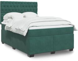 vidaXL sötétzöld bársony rugós ágy matraccal 160x200 cm (3293263)
