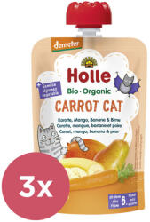 Holle 3x HOLLE Carrot Cat Bio püré sárgarépa mangó banán körte 100 g (6+)