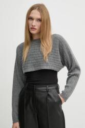 Sisley gyapjú pulóver könnyű, női, szürke, 128YM105K - szürke M