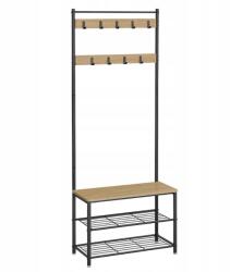  Fém előszoba fal INDUSTRY 175 cm, fekete/dub sonoma