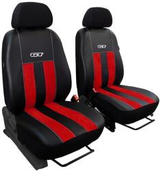 Pok-Ter Set Huse Scaune Auto Fata pentru Alfa Romeo 159 - Pok-Ter GT1+1, Piele Ecologica si Material Textil tip Alcantara, Negru - Rosu, 4 piese