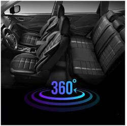 Panda Set Huse Scaune Auto pentru Renault Megane Scenic - Panda Uludag, material textil cu piele ecologica, cu fermoare pentru bancheta rabatabila, negru cu gri, 11 piese