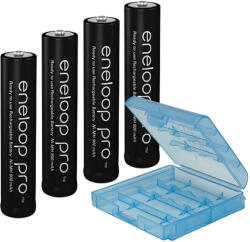 Panasonic Pro BK-3HCDE 4db 2500mAh AA tölthető ceruza elem+elemtartó doboz (eneloop-BK3HCDE-4db-tok)