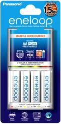 Panasonic eneloop K-KJ55MCC40E BQ-CC55E elem töltő+BK-3MCCE 4db 1900mAh AA tölthető ceruza elem (eneloop-KKJ55MCC40E)