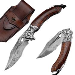 HARAHU Damaszk összecsukható vadászkés HARAHU RA-35386 - Barna/Typ2 KP35386