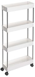SongmicsHome SLIM görgős polc, 4 szintes, 13, 5x40x86cm, fehér