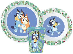 Bluey Leaves étkészlet, micro műanyag szett pohárral 260 ml