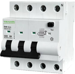 Evokma4c401 Tracon EVOKMA4C401 Kombinált védőkapcsoló, 4P, 4modul, C karakterisztika C40A, 100 mA, 10kA, A (EVOKMA4C401)