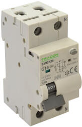 Evokma2d603 Tracon EVOKMA2D603 Kombinált védőkapcsoló, 2P, 2modul, D karakterisztika D6A, 30 mA, 10kA, A (EVOKMA2D603)