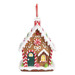 Clayre & Eef Színes mázas mézeskalács házikó 7x5x9cm, műanyag függődísz (6PR4255)